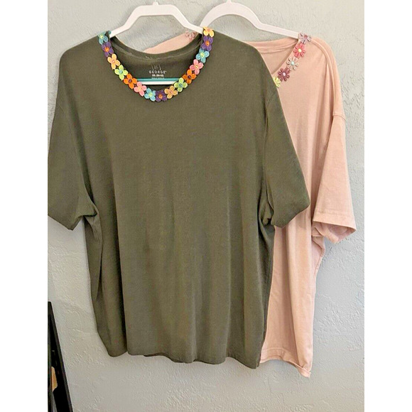 CLEARANCE T-shirts Plus SZ 2xl Lot Of 2 Embroidery Neck Coquette Cottage Casual - Picture 1 of 9